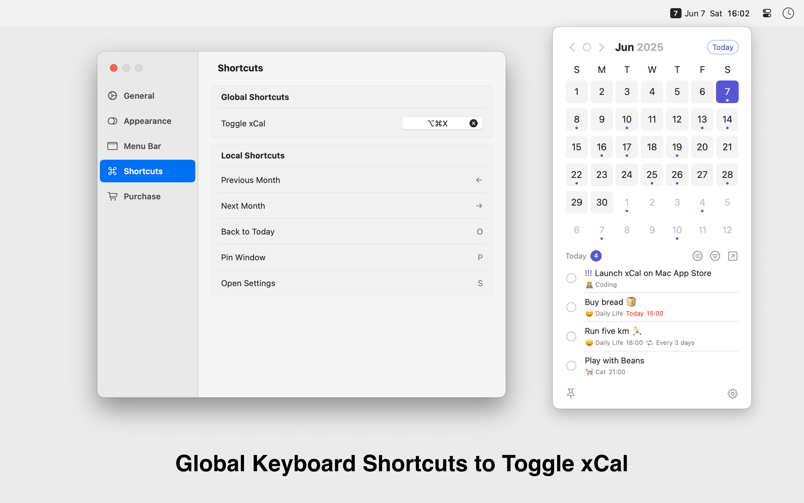 xCal feature interface